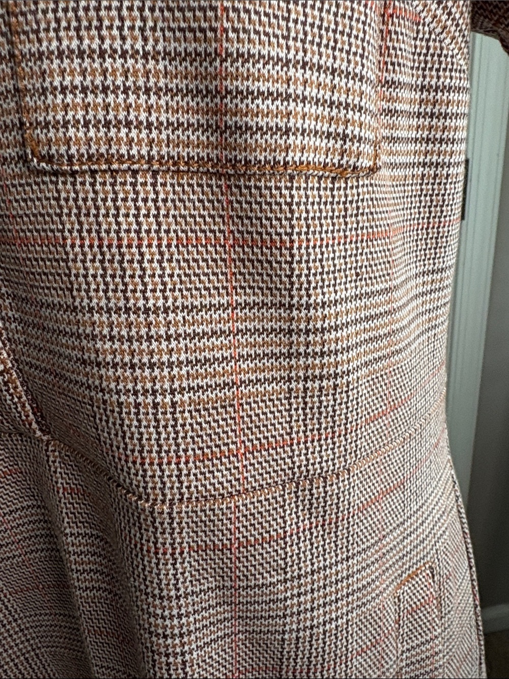 LOFT Brown and Rust Plaid Short Sleeve Button Dress - Picture 6 of 13